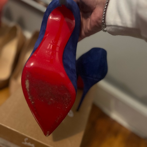 Christian Louboutin 100mm Pigalle Follies Blue Suede - Picture 5 of 5